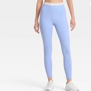 JOYLAB NWOT High Rise Scallop Waistband Leggings -Periwinkle/white - M, L & XXL